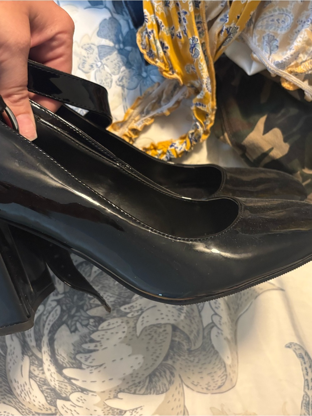 Madden Girl Black Patent Mary Jane Block Heel Pumps